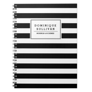 Black & White Stripes Personalised Notebook