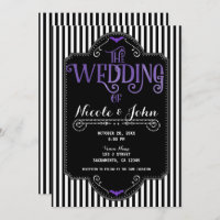 Black White Stripes Purple Gothic Bat Wedding