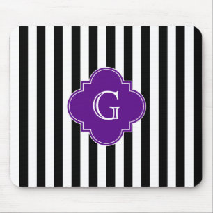 Black White Stripes, Purple Label Monogram Mouse Mat