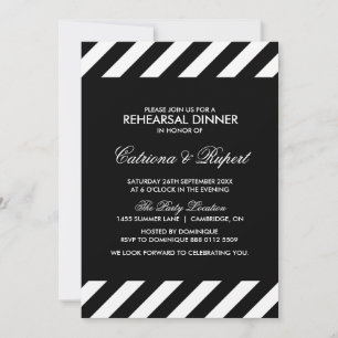Black & White Stripes Rehearsal Dinner Invitation