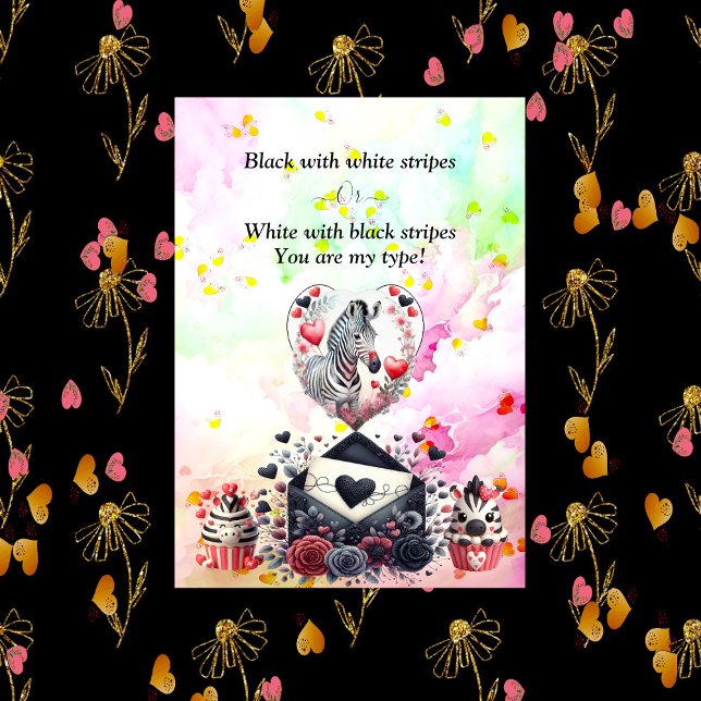 Black White Stripes Romantic Zebra Valentine's Day Holiday Card (Black White Stripes Romantic Zebra Valentine's Day Holiday Card)