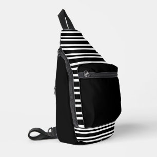 Black White Stripes Seamless Pattern Sling Bag