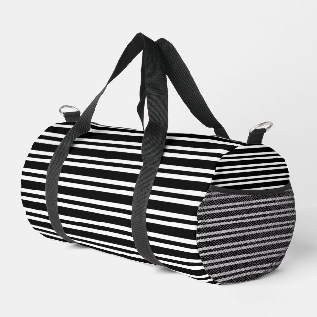 Black White Stripes Seamless Pattern Small Duffle Bag (Right Corner)