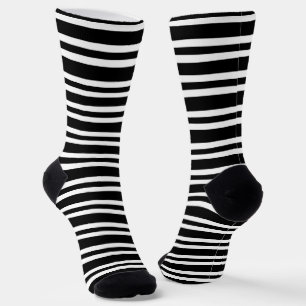 Black White Stripes Seamless Pattern Socks