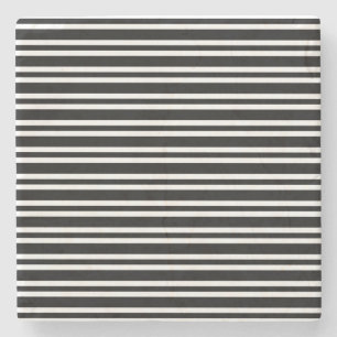 Black White Stripes Seamless Pattern Stone Coaster