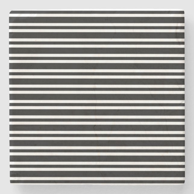 Black White Stripes Seamless Pattern Stone Coaster (Front)