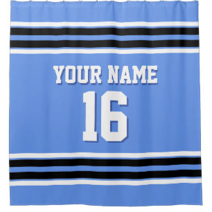 Black White Stripes Sports Jersey Shower Curtain