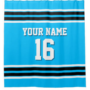 Black White Stripes Sports Jersey Shower Curtain