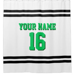 Black White Stripes Sports Jersey Shower Curtain