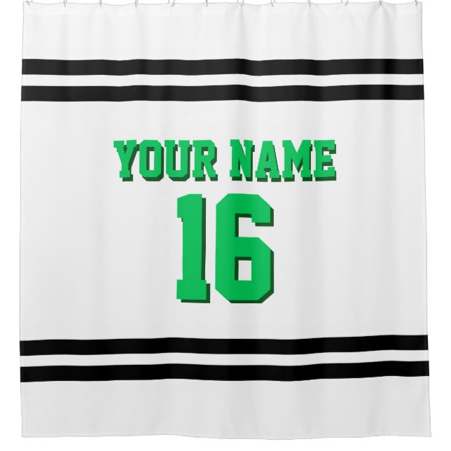Black White Stripes Sports Jersey Shower Curtain (Front)