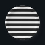 Black & White Stripes Striped Chic Party Paper Plate<br><div class="desc">Customise with any text. Matching items are available.</div>