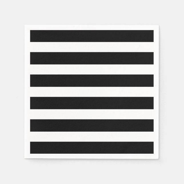 Black & White Stripes Striped Party Napkin (Front)