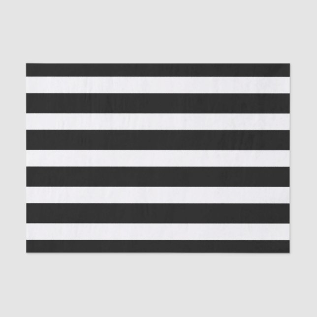 Black & White Stripes Striped Tissue Paper (Front)