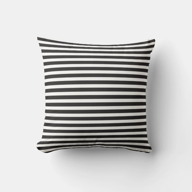 Black & White Stripes Thin Cushion (Front)