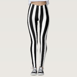 Black & White Stripes Vertical Halloween Costume Leggings