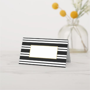 Black & White Stripes   Wedding Folded Place Cards