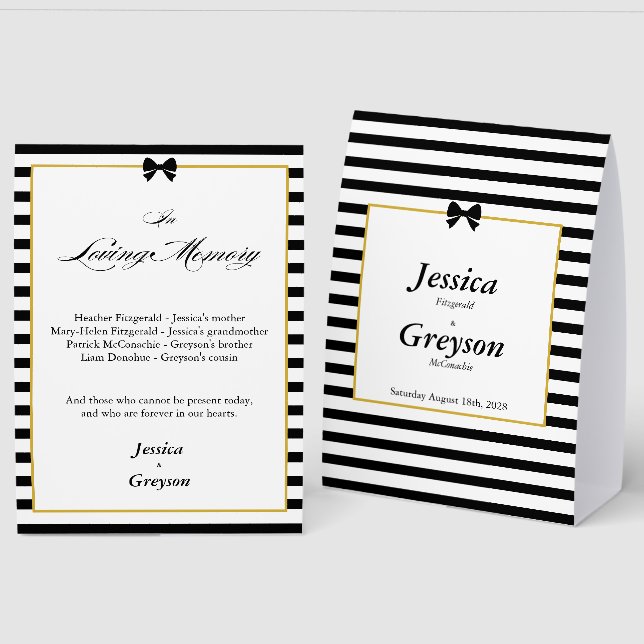 Black White Stripes Wedding In Loving Memory List (Front/Back)