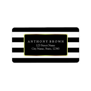 Black & White Stripes with Gold Frame Label