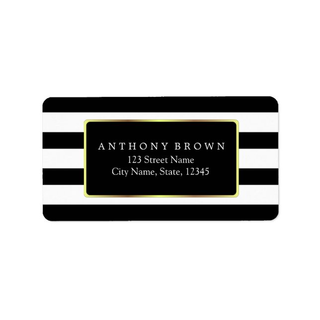 Black & White Stripes with Gold Frame Label (Front)