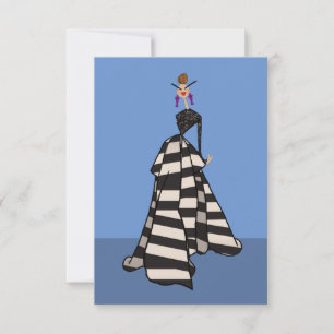 Black & White Stripes Woman Illustration Art Card