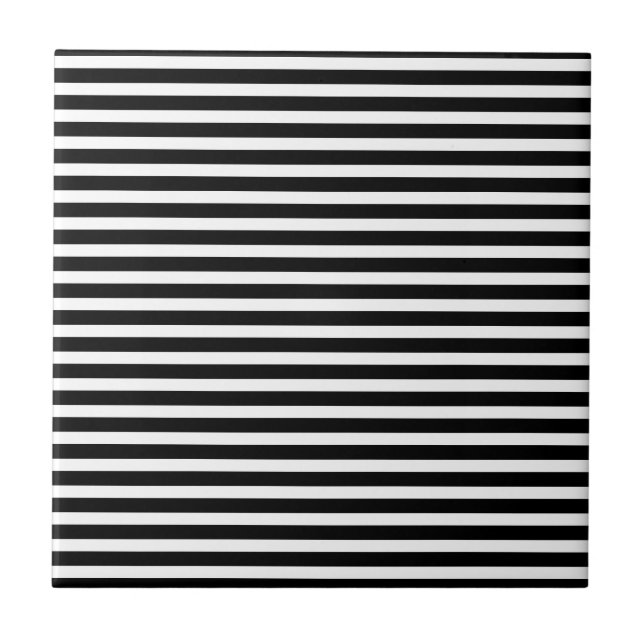 Black & White Strips Simple Stylish Modern Minimal Tile (Front)