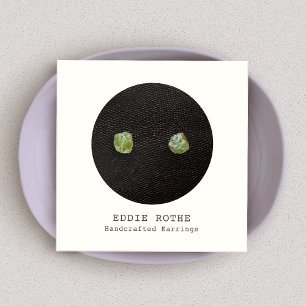 Black White Stud Earring Display Square Business Card