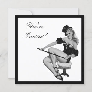 Black & White Style Pin-Up Girl 5 Invitation