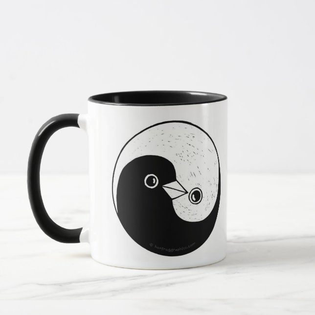 Black/white styled mug peace in multiple languages (Left)