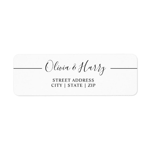 Black White Stylish Elegant Return Address Label (Front)