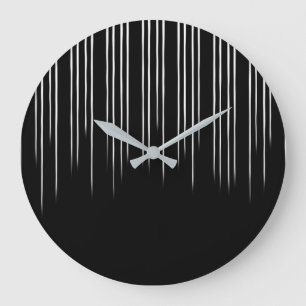 Black/White Stylish Irregular Stripe Pattern Large Clock