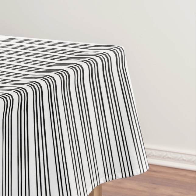 Black/White Stylish Irregular Stripe Pattern Tablecloth (In Situ)