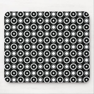 Black White stylish polka dots black background Mouse Mat