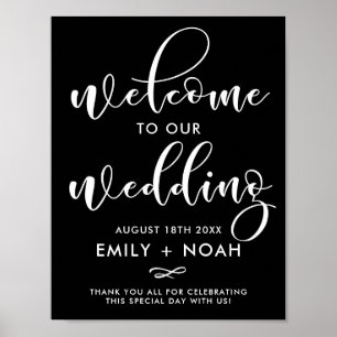 Black & White Stylish Script Welcome Wedding Sign