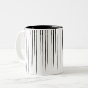Black/White Stylish Stripe Pattern Two-Tone Coffee Mug