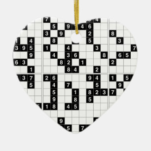 black white sudoku ceramic tree decoration