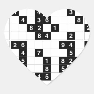 black white sudoku heart sticker