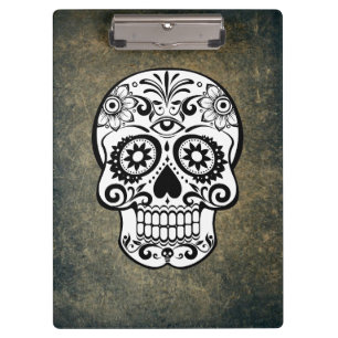 Black & White Sugar Skull Slate Clipboard