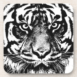 Black White Sumatran Borneo Tiger Eye Artwork Coaster