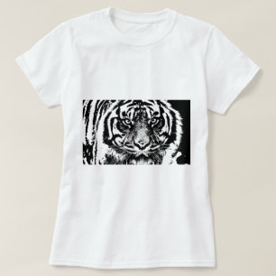 Black White Sumatran Borneo Tiger Eye Artwork T-Shirt