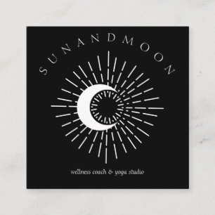 Black White Sun Moon Spiritual Solar Energy Square Business Card