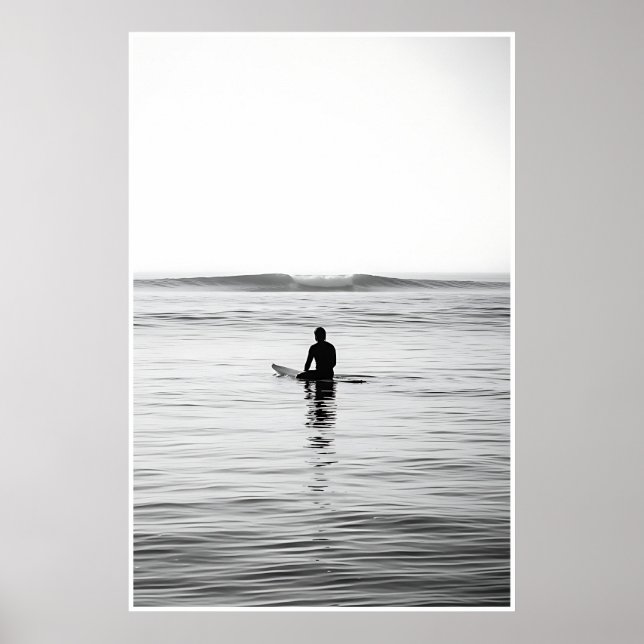 Black & White Surf – Minimalist Ocean Poster (Front)