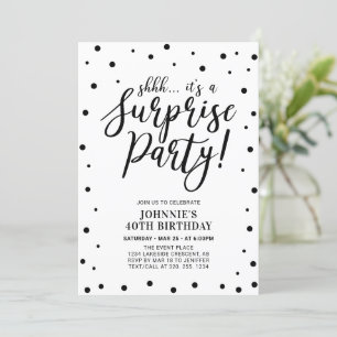 Black & White   Surprise Adult Birthday Party Invitation