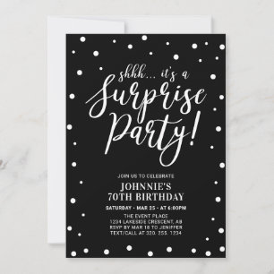 Black & White   Surprise Adult Birthday Party Invitation