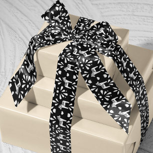 Black White Swedish Dala Horse Holiday Gift Satin Ribbon