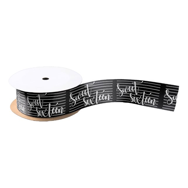 Black White | Sweet 16 | Birthday Satin Ribbon (Spool)