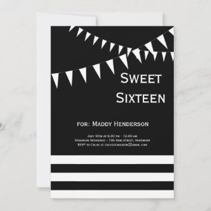 Black & White Sweet Sixteen Invitation