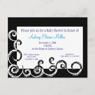 Black & White Swirl Baby Shower Invitation