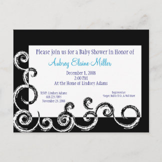 Black & White Swirl Baby Shower Invitation