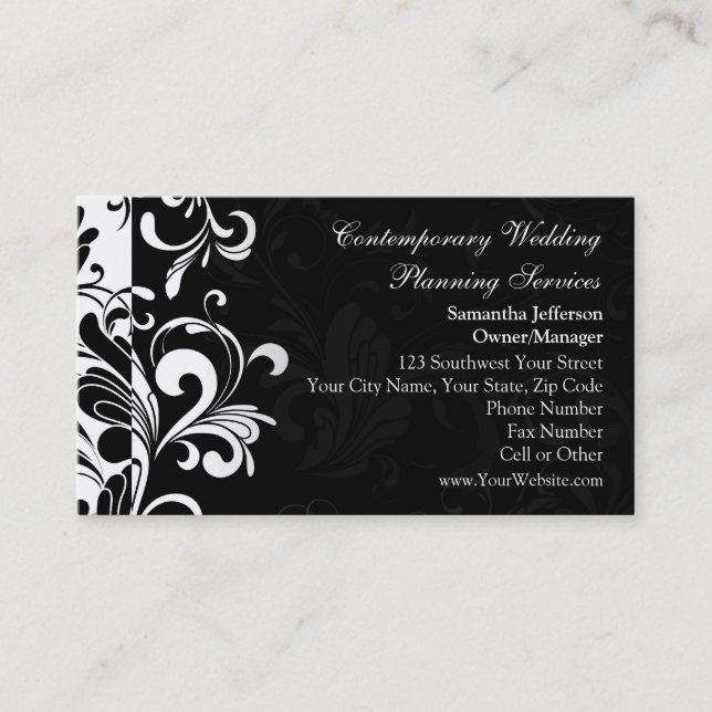 Black/White Swirl Business Cards (Front)