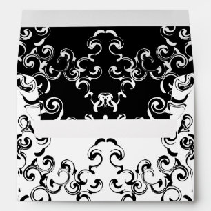 Black & White Swirl Gothic Wedding Envelope